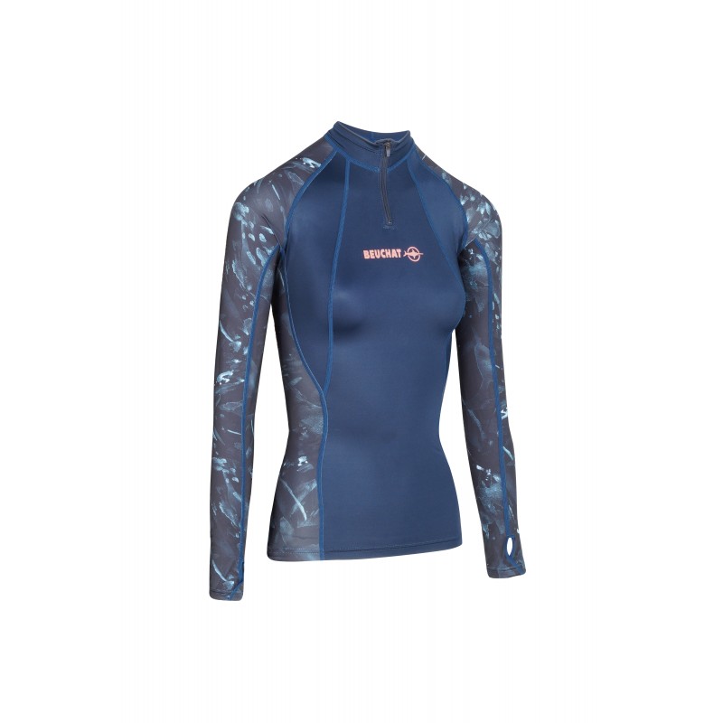 Echipament Snorkeling - Costum De Snorkeling - ATOLL RASHGUARD WOMAN LONG SLEEVES - SEAWEED