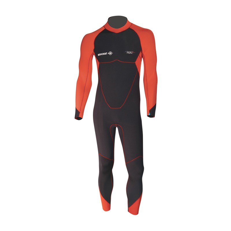 BEUCHAT ATOLL MAN 3 MM COSTUM INTREG DIN NEOPREN BACK-ZIP - ROSU CARAMIZIU
